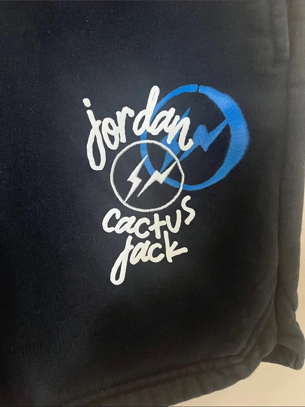 Jordan Men's Black Athletic Shorts with Blue Logo - Picture 2 of 4
